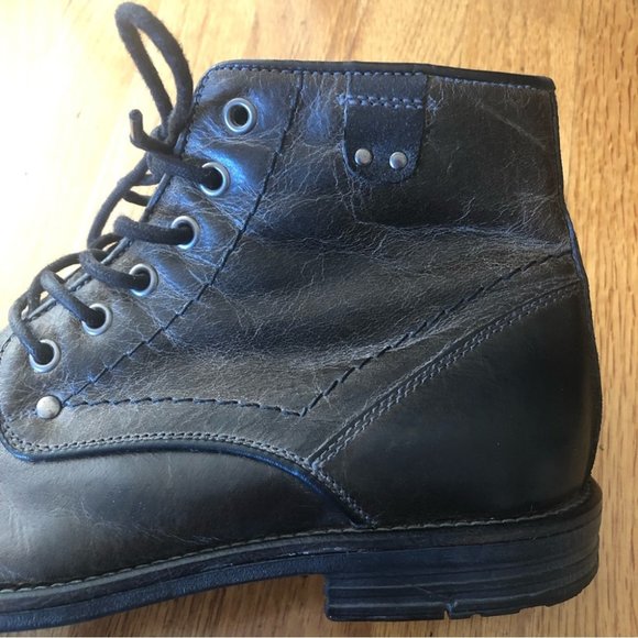 Steve Madden ULTIMATE Leather Boots Lace Up Rugged Gray - Picture 11 of 13